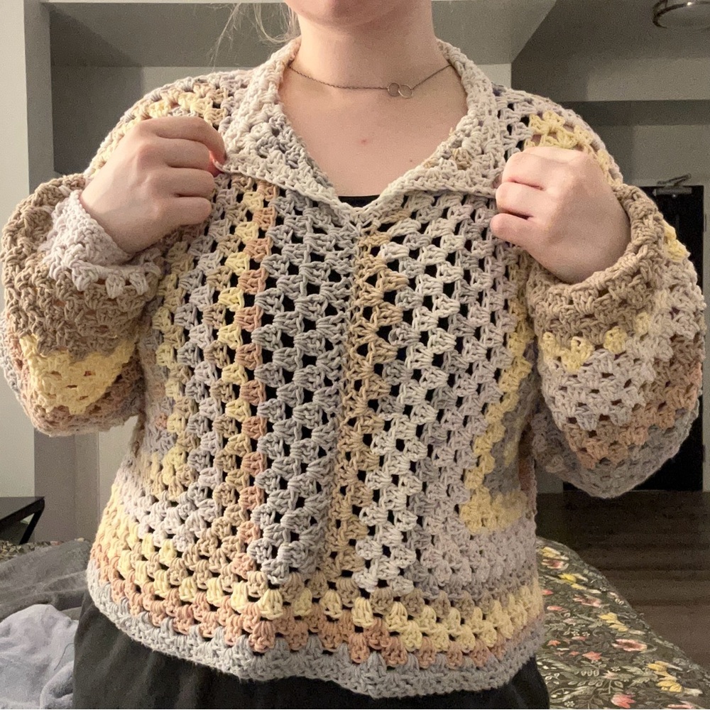 🌸2/$40🌸 Handmade Crochet Hexagon Pullover Shirt Top